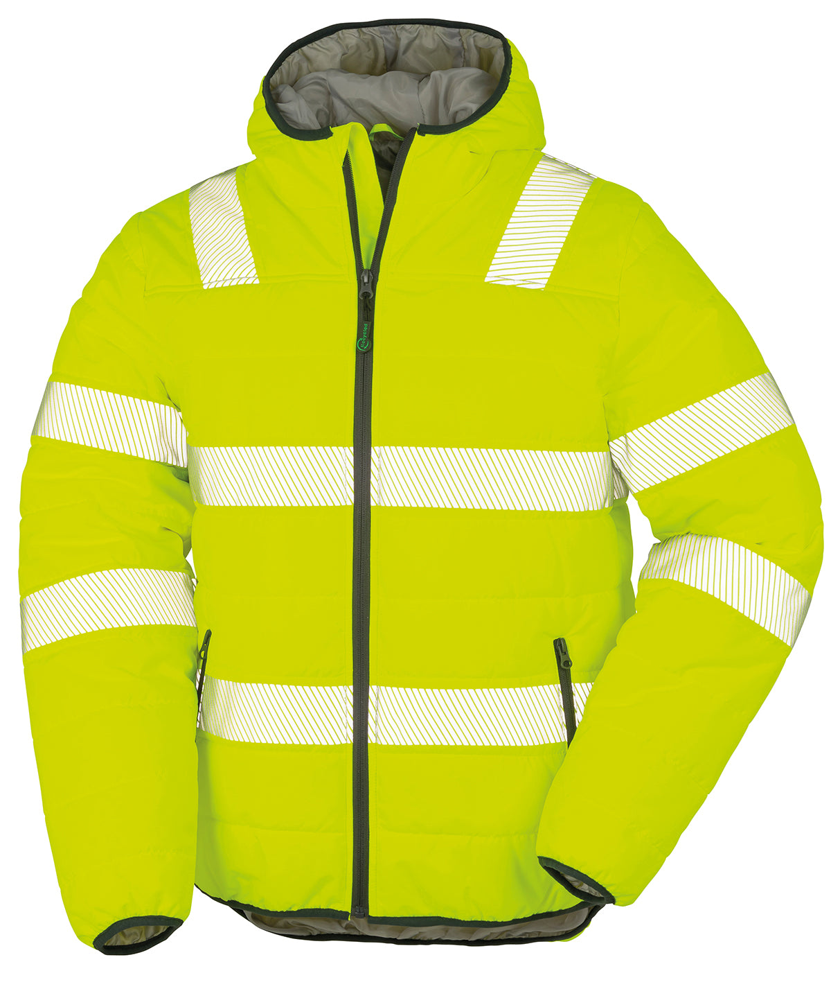 Jackets - Återvunnen Vadderad Säkerhetsjacka med Huva Fluorescent Yellow