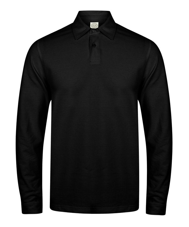 Polos - Långärmad stretch polo – mångsidig och bekväm Black