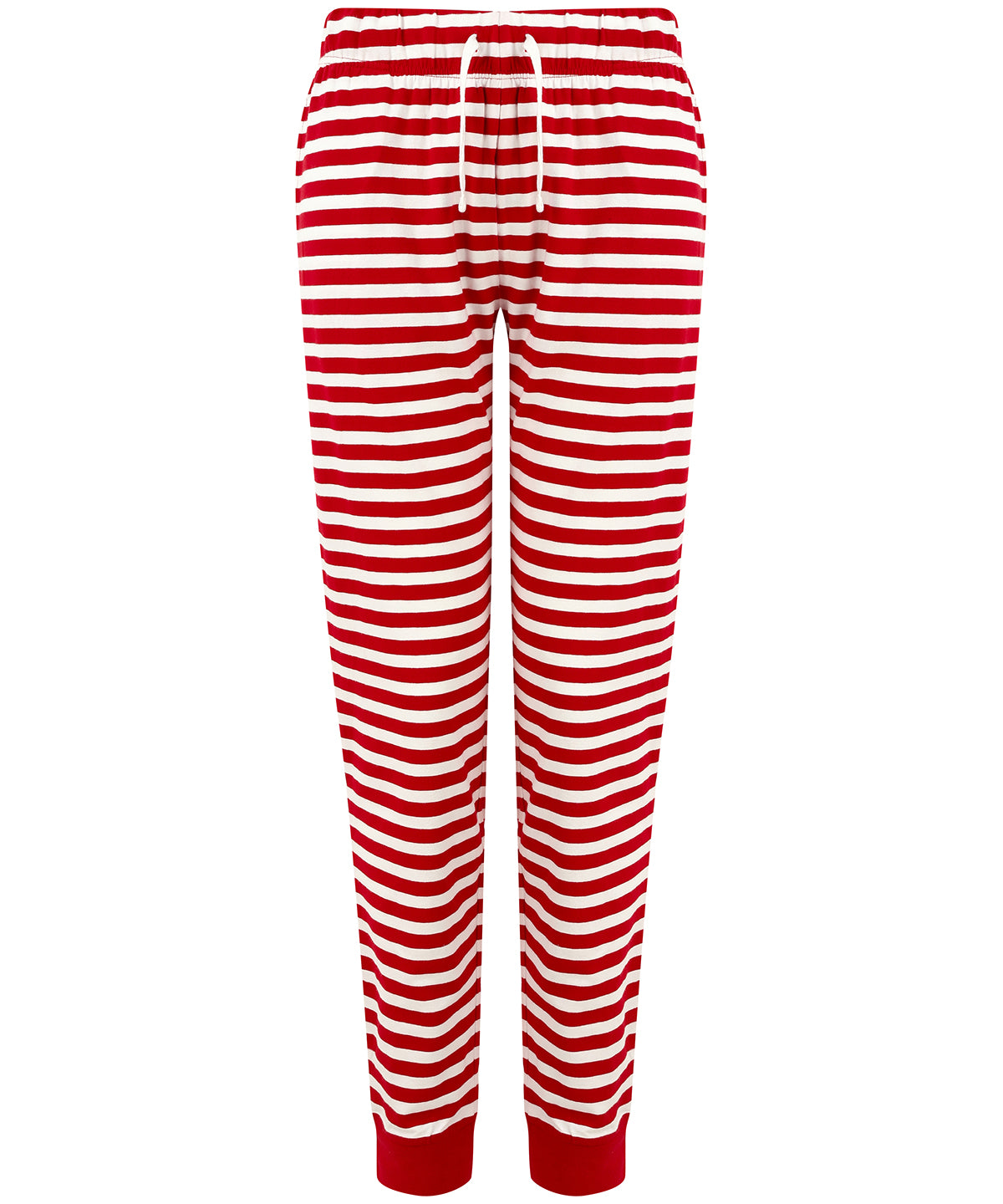 Loungewear Bottoms - Bekväma Loungebyxor med Snöflingor för Damer Red White Stripes