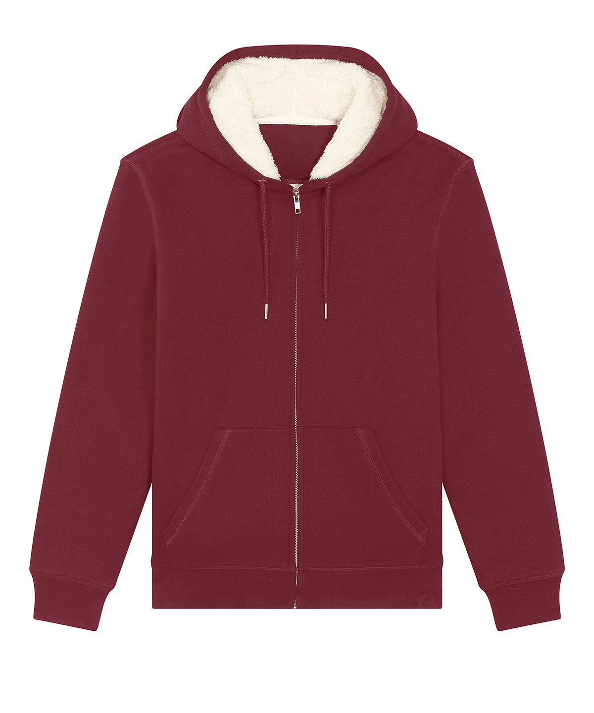 Hoodies - Unisex Hygger Sherpa Zip-Through Sweatshirt Burgundy