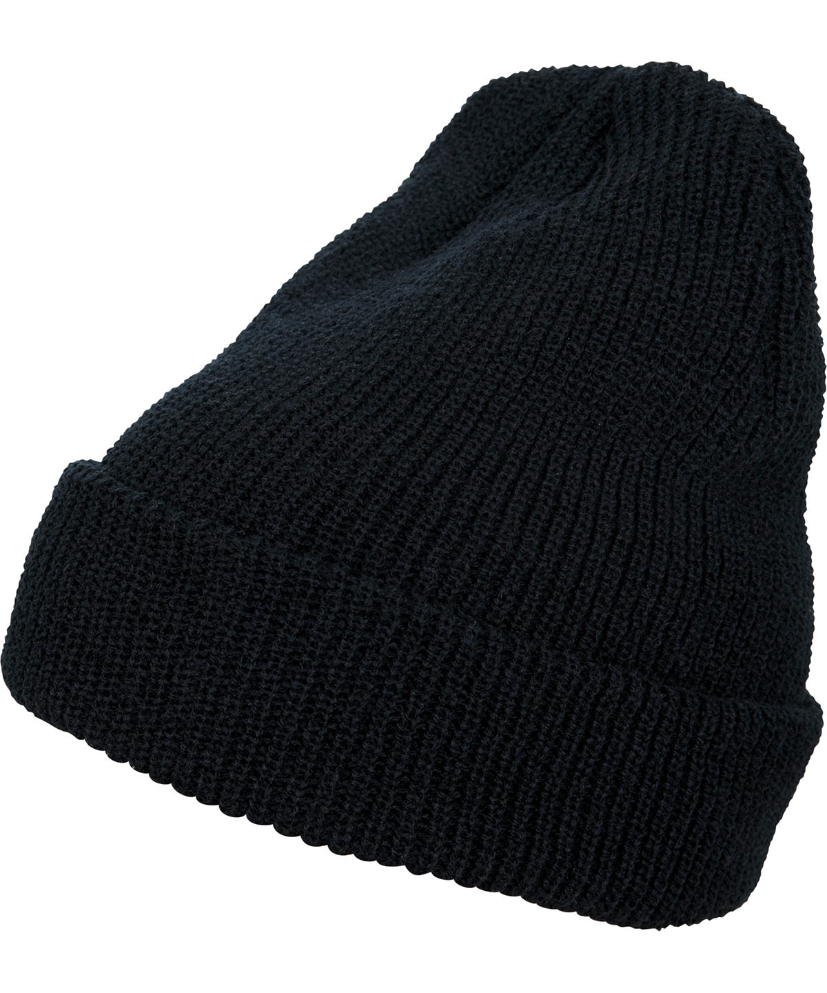 Beanies - Lång Stickad Mössa med Uppvikt Kant Black One size