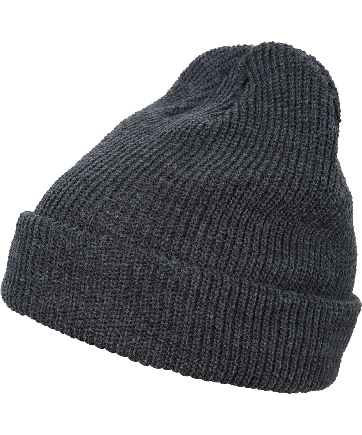 Beanies - Lång Stickad Mössa med Uppvikt Kant Dark Grey One size